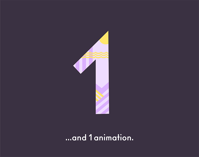 Illustration of number 1; the amount of animations