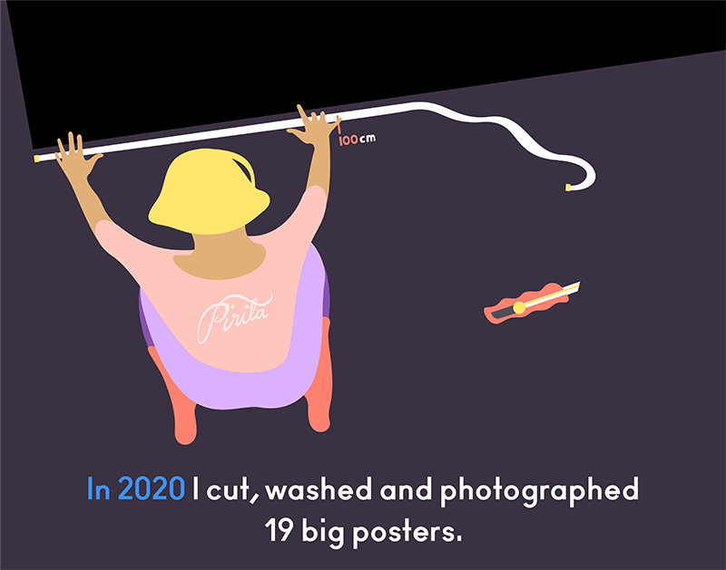 Illustration of me cutting a very big poster